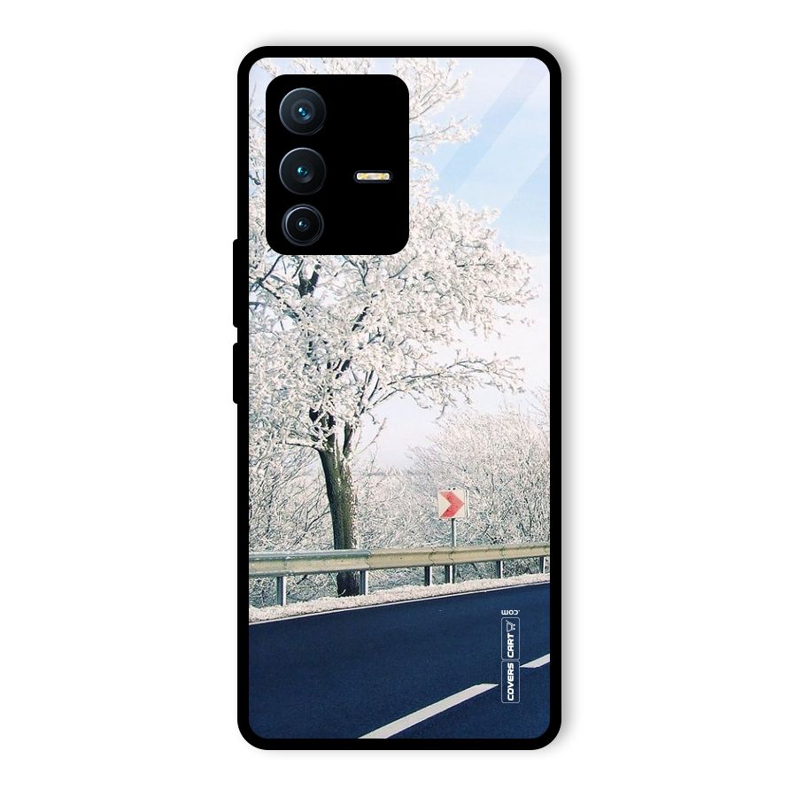White Snow Tree Glass Back Case for Vivo V23 Pro