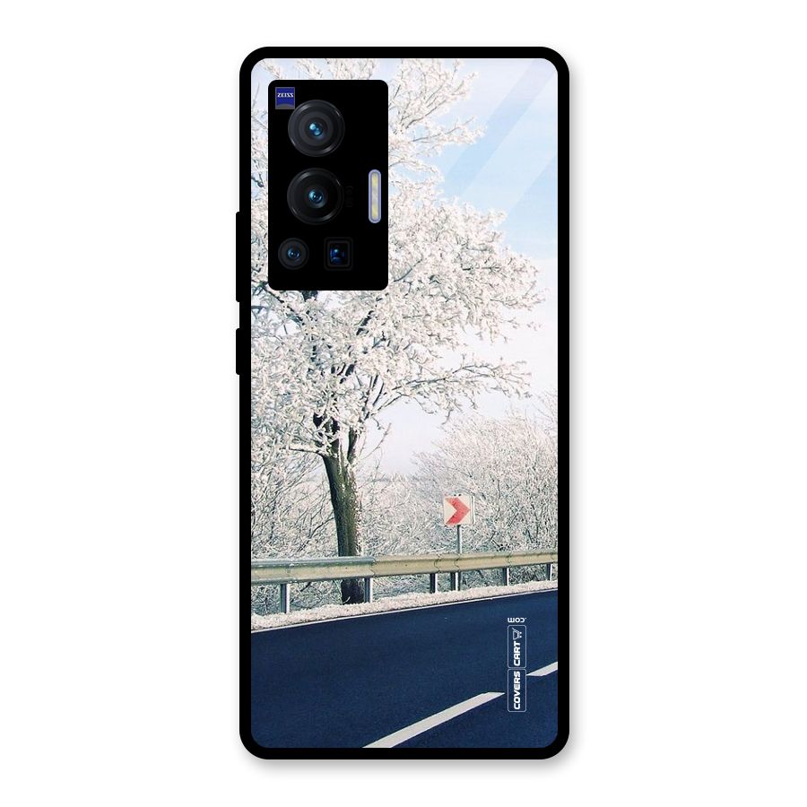 White Snow Tree Glass Back Case for Vivo X70 Pro