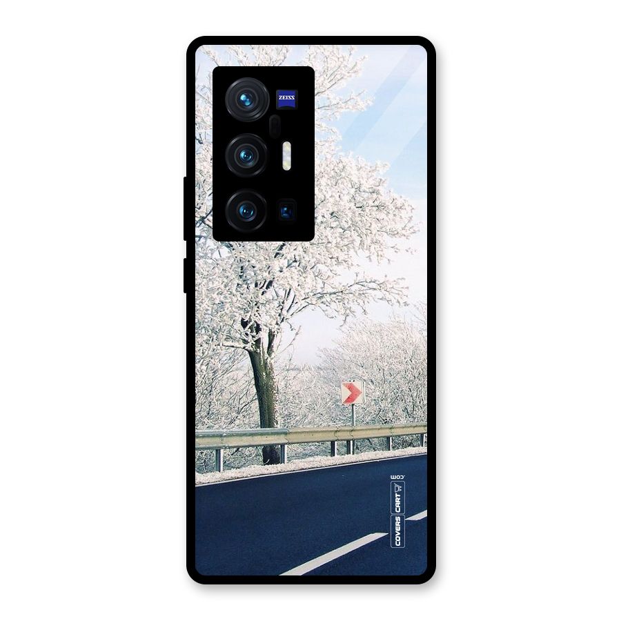 White Snow Tree Glass Back Case for Vivo X70 Pro Plus
