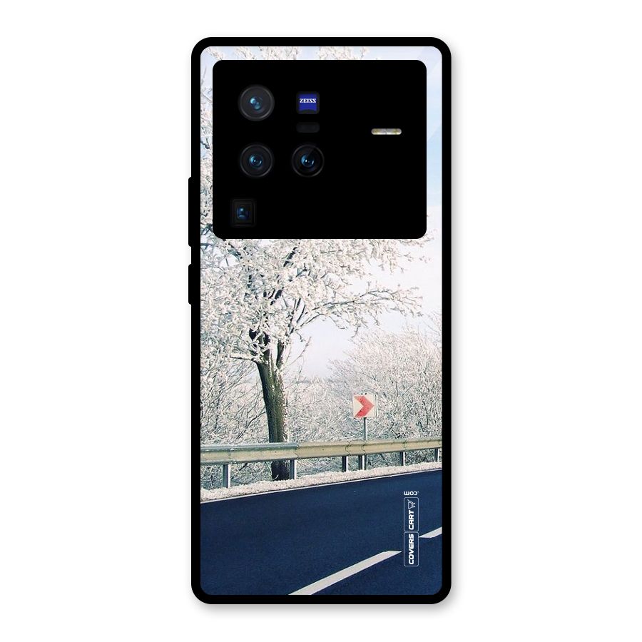 White Snow Tree Glass Back Case for Vivo X80 Pro