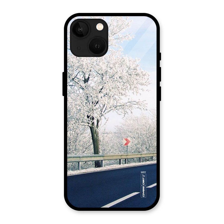 White Snow Tree Glass Back Case for iPhone 13