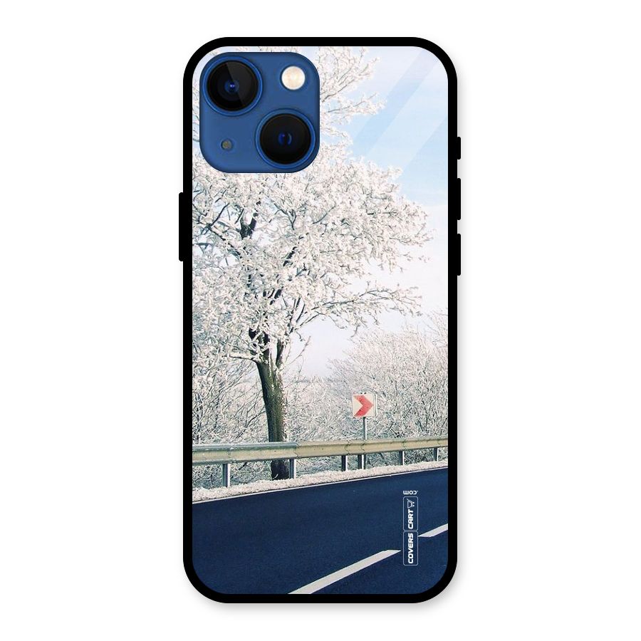 White Snow Tree Glass Back Case for iPhone 13 Mini