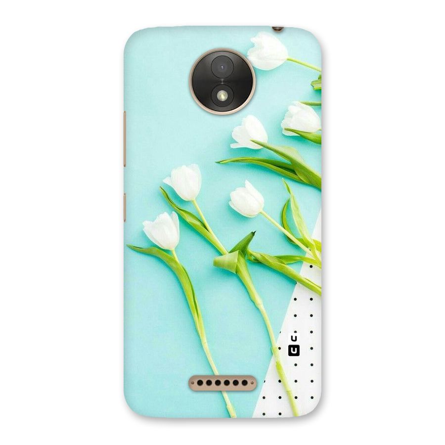 White Tulips Back Case for Moto C Plus