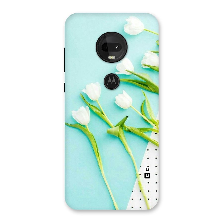 White Tulips Back Case for Moto G7