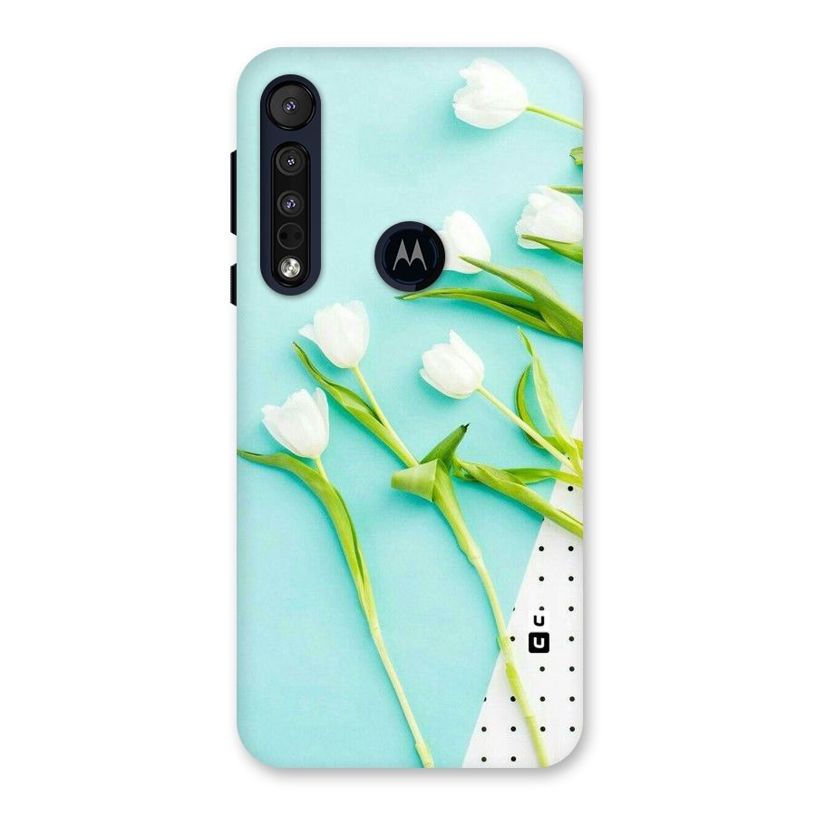 White Tulips Back Case for Motorola One Macro