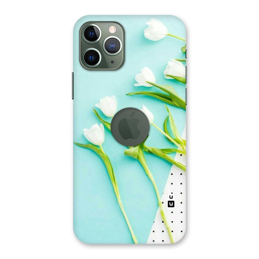 White Tulips Back Case for iPhone 11 Pro Logo  Cut