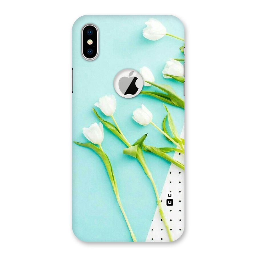 White Tulips Back Case for iPhone X Logo Cut