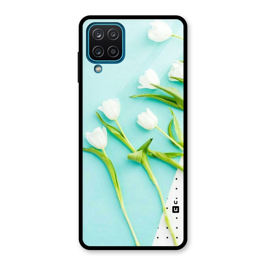 White Tulips Glass Back Case for Galaxy A12