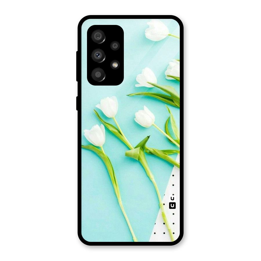 White Tulips Glass Back Case for Galaxy A32