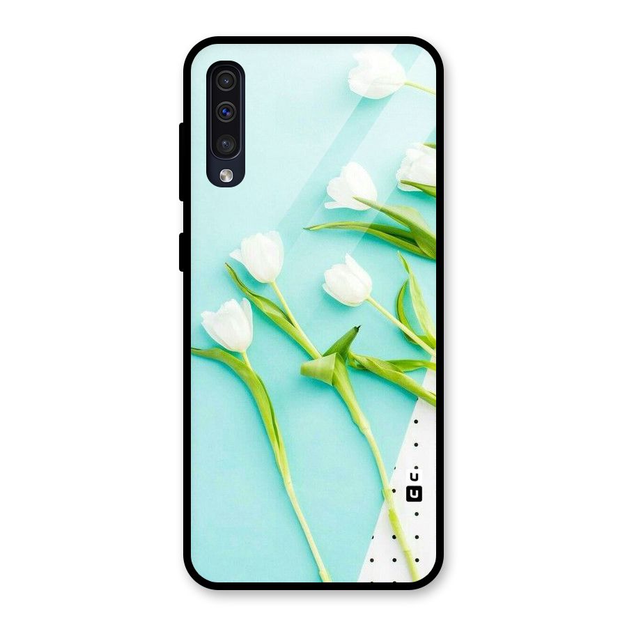 White Tulips Glass Back Case for Galaxy A50s
