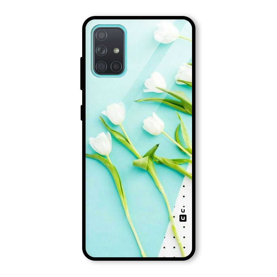 White Tulips Glass Back Case for Galaxy A71
