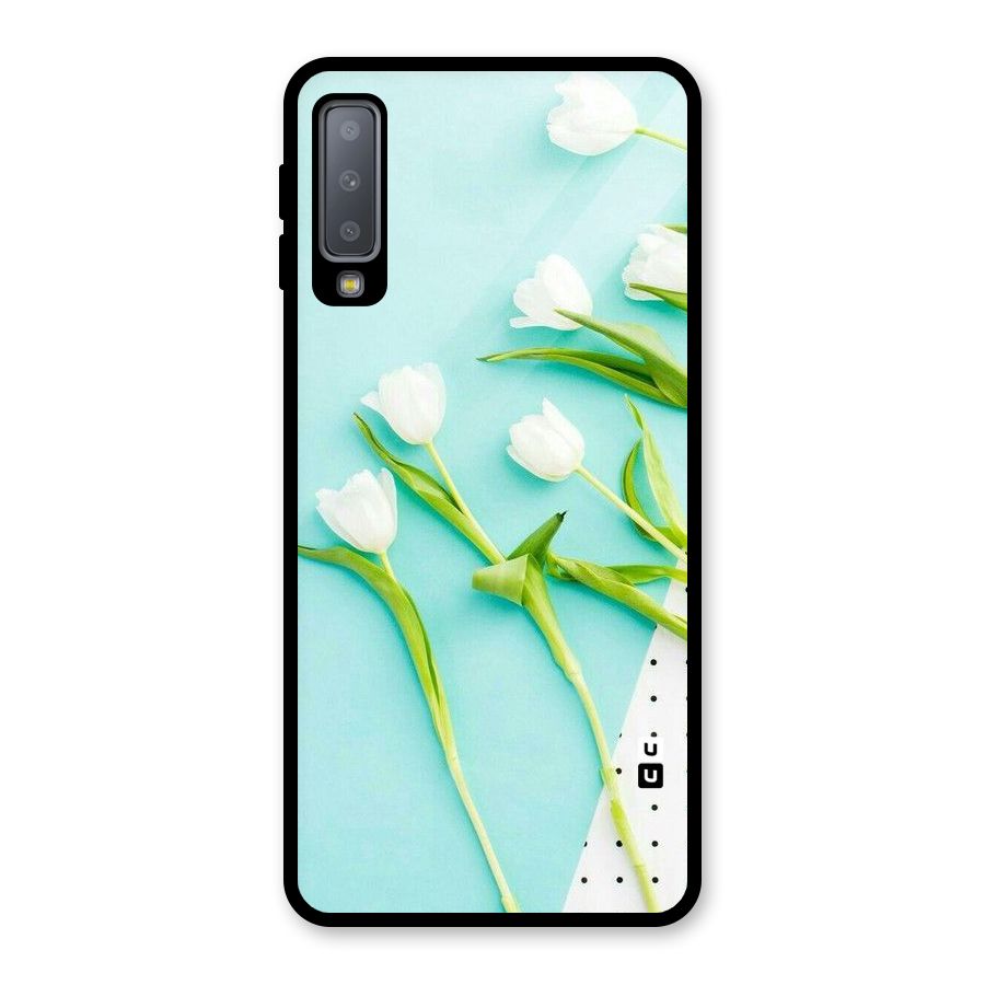 White Tulips Glass Back Case for Galaxy A7 (2018)
