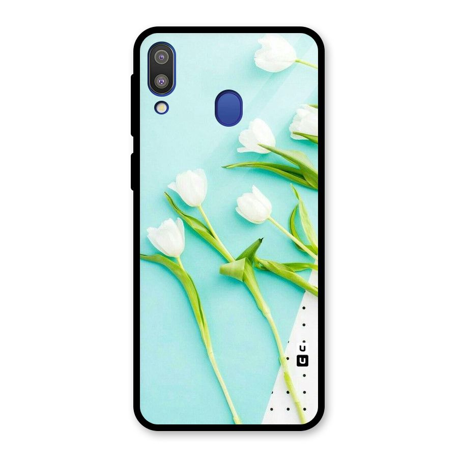 White Tulips Glass Back Case for Galaxy M20