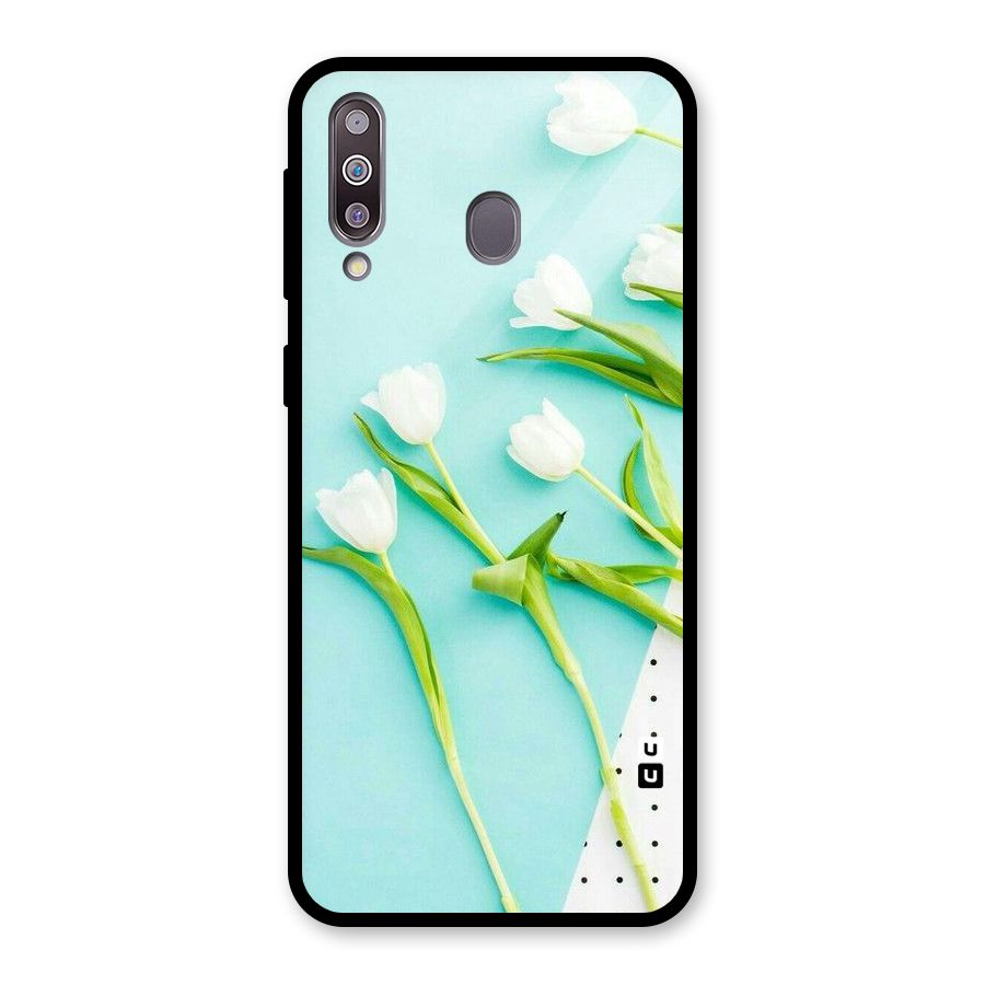 White Tulips Glass Back Case for Galaxy M30