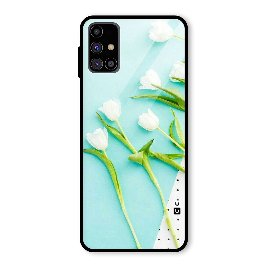 White Tulips Glass Back Case for Galaxy M31s