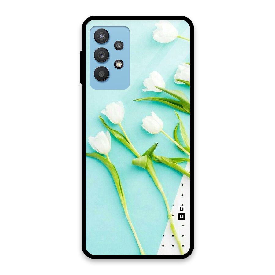 White Tulips Glass Back Case for Galaxy M32 5G
