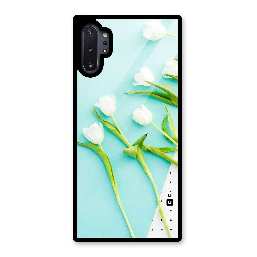 White Tulips Glass Back Case for Galaxy Note 10 Plus
