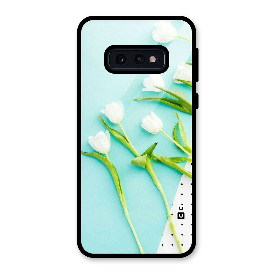 White Tulips Glass Back Case for Galaxy S10e