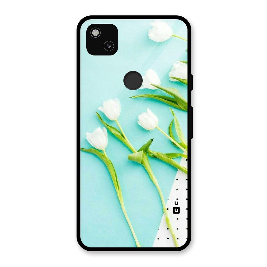 White Tulips Glass Back Case for Google Pixel 4a