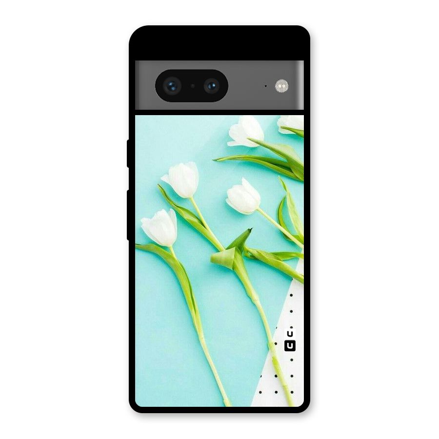 White Tulips Glass Back Case for Google Pixel 7