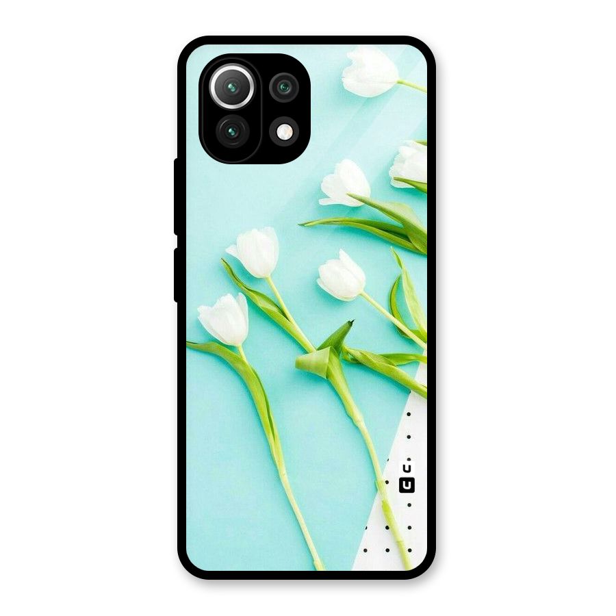 White Tulips Glass Back Case for Mi 11 Lite