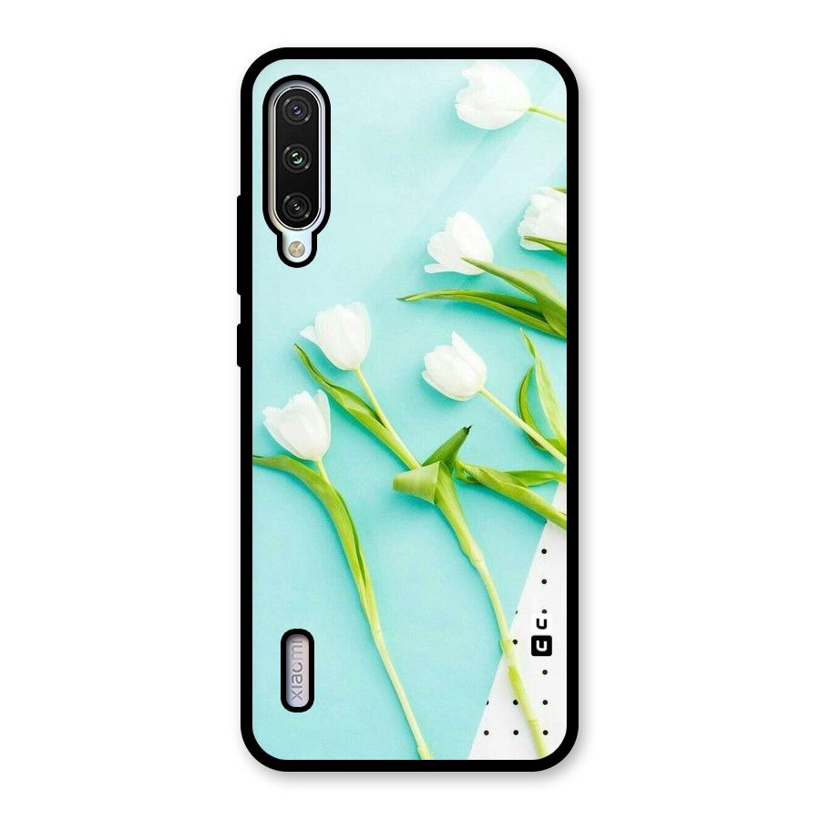 White Tulips Glass Back Case for Mi A3