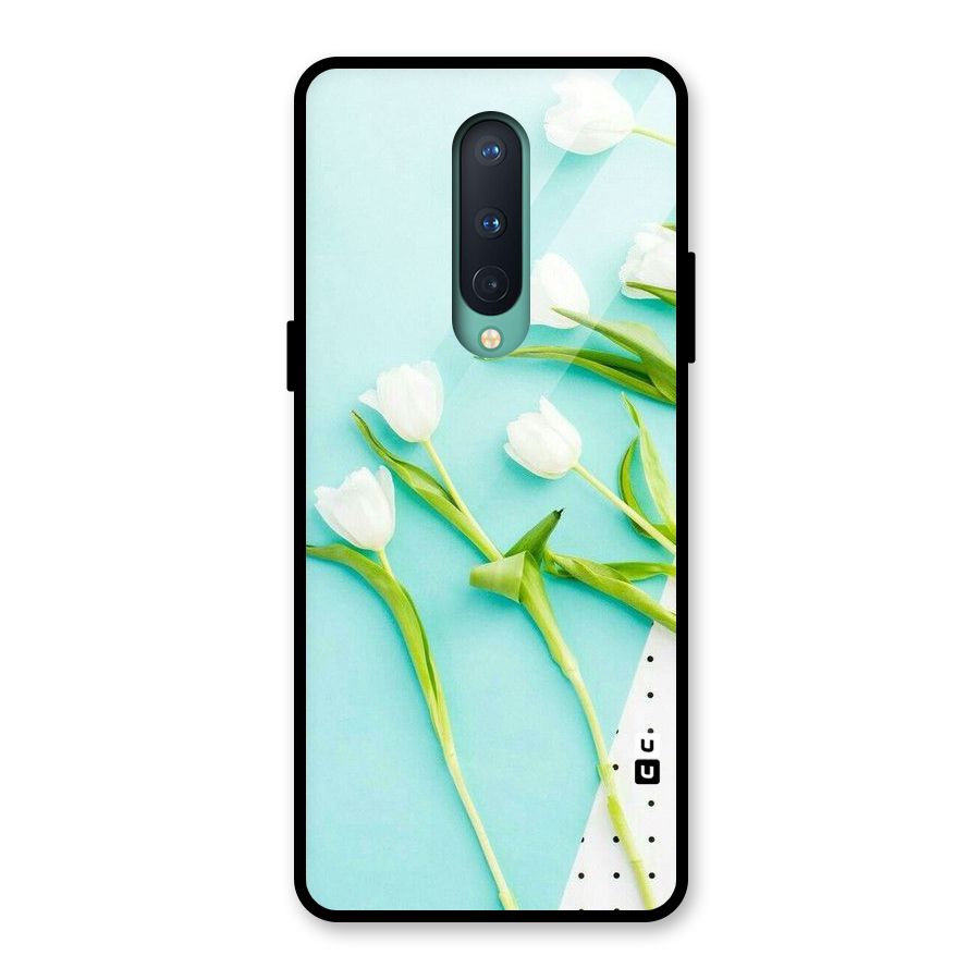 White Tulips Glass Back Case for OnePlus 8