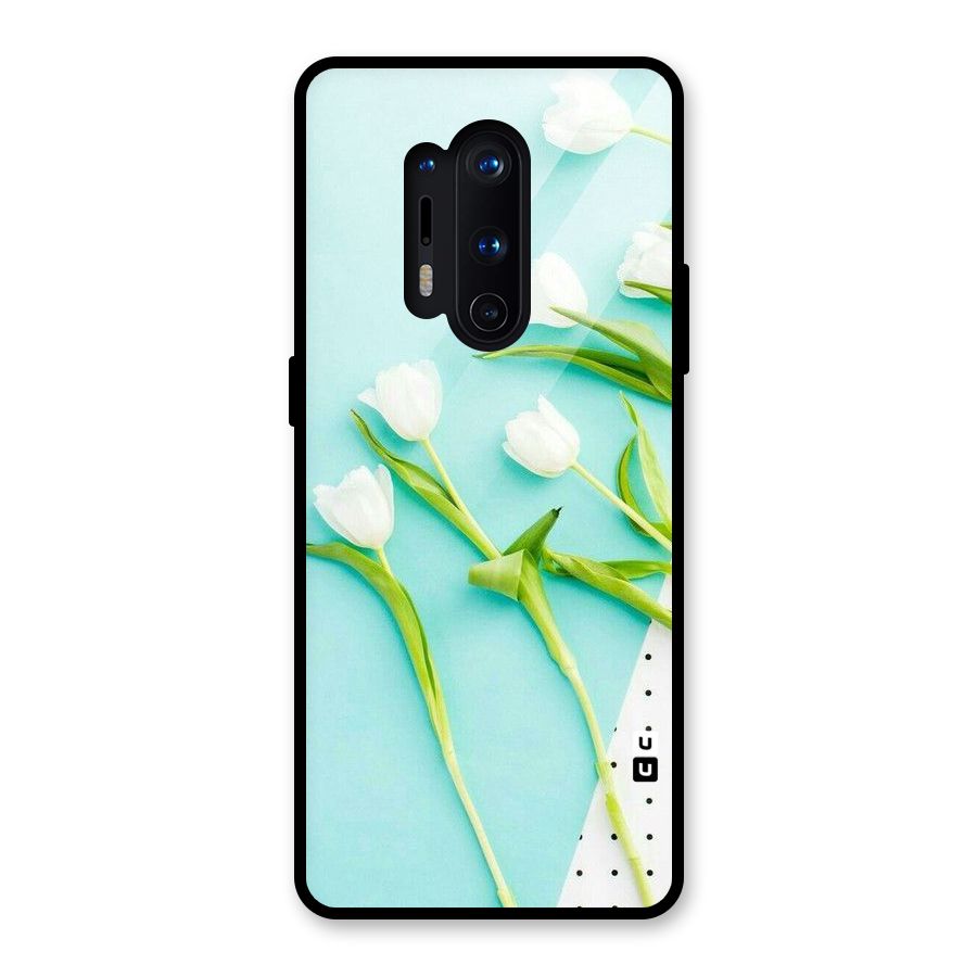 White Tulips Glass Back Case for OnePlus 8 Pro