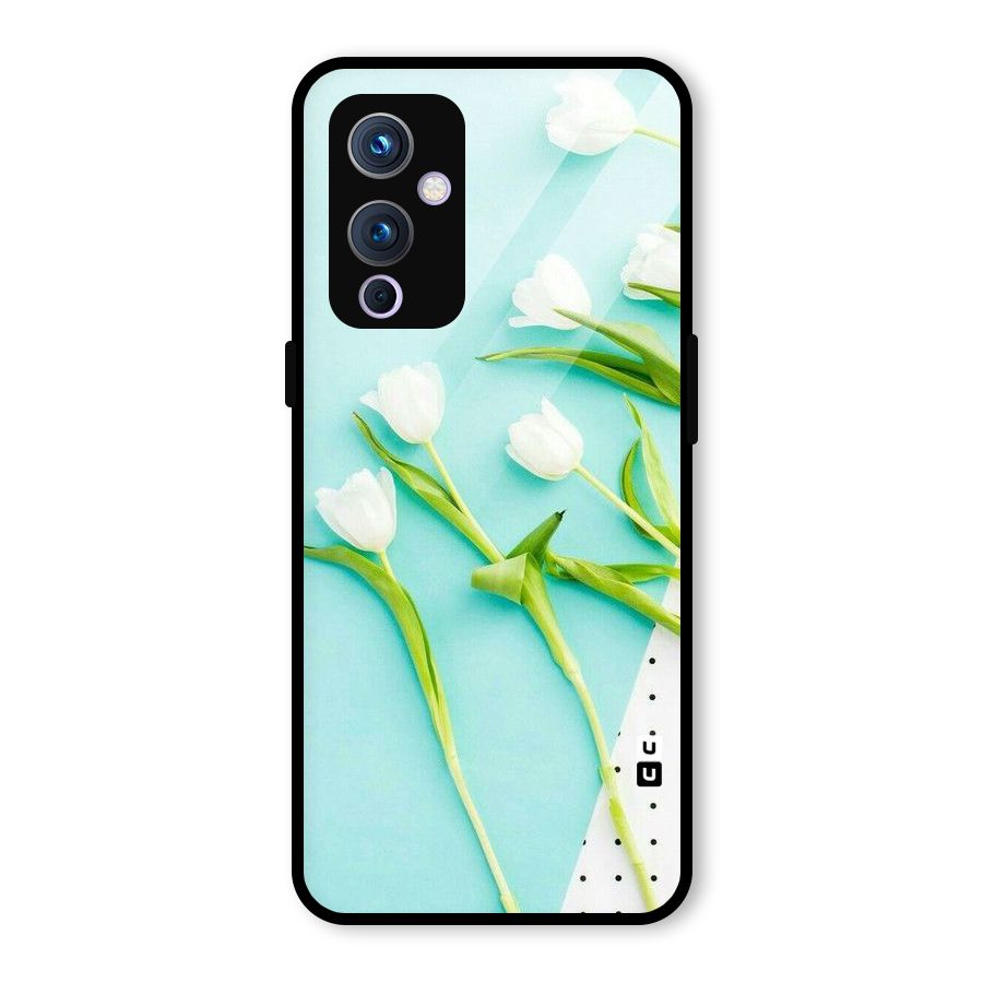 White Tulips Glass Back Case for OnePlus 9