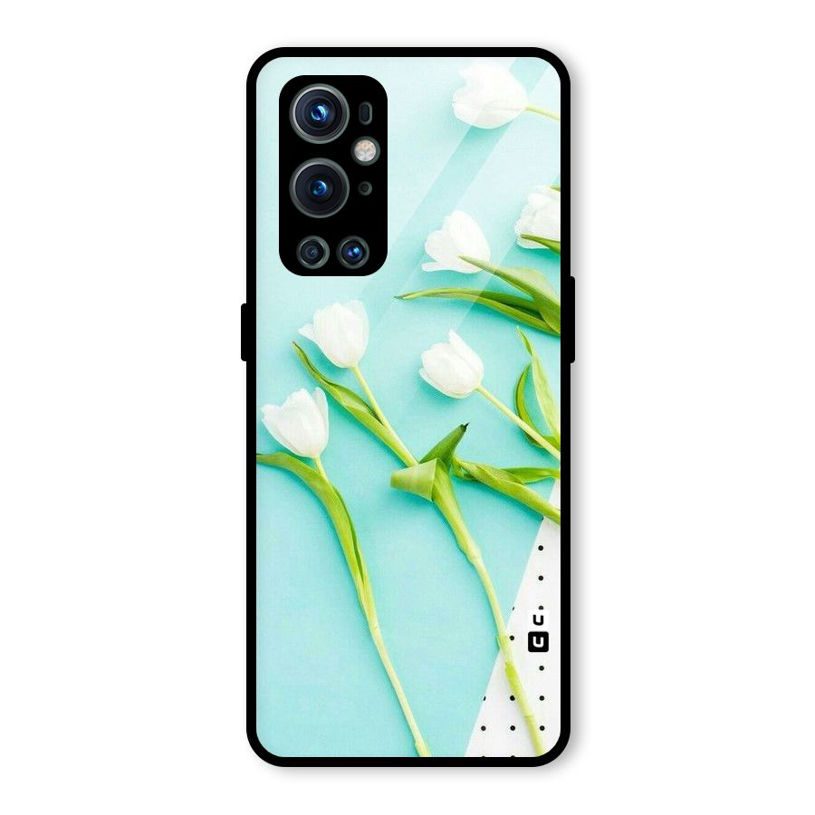 White Tulips Glass Back Case for OnePlus 9 Pro
