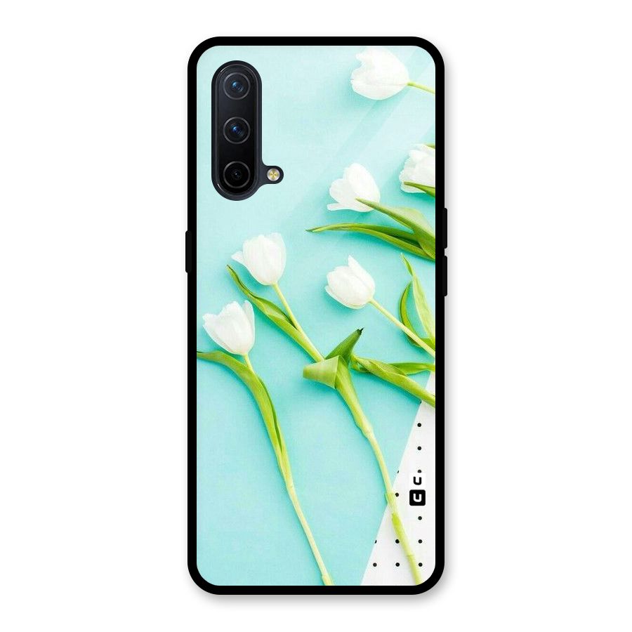 White Tulips Glass Back Case for OnePlus Nord CE 5G