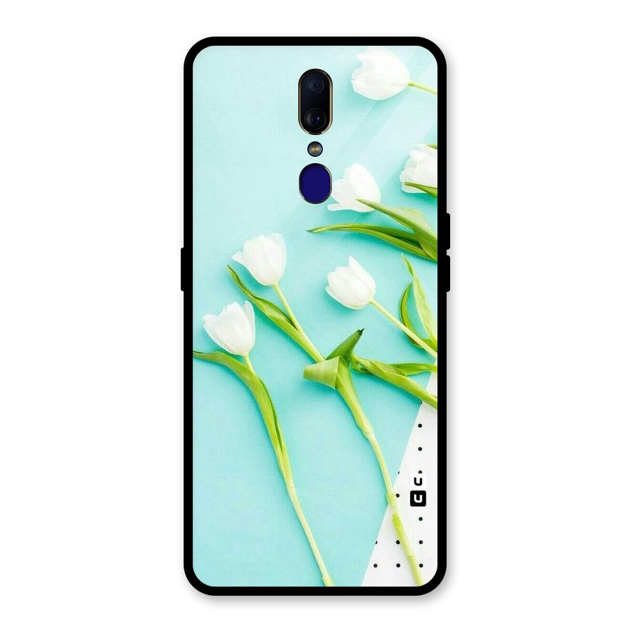 White Tulips Glass Back Case for Oppo F11