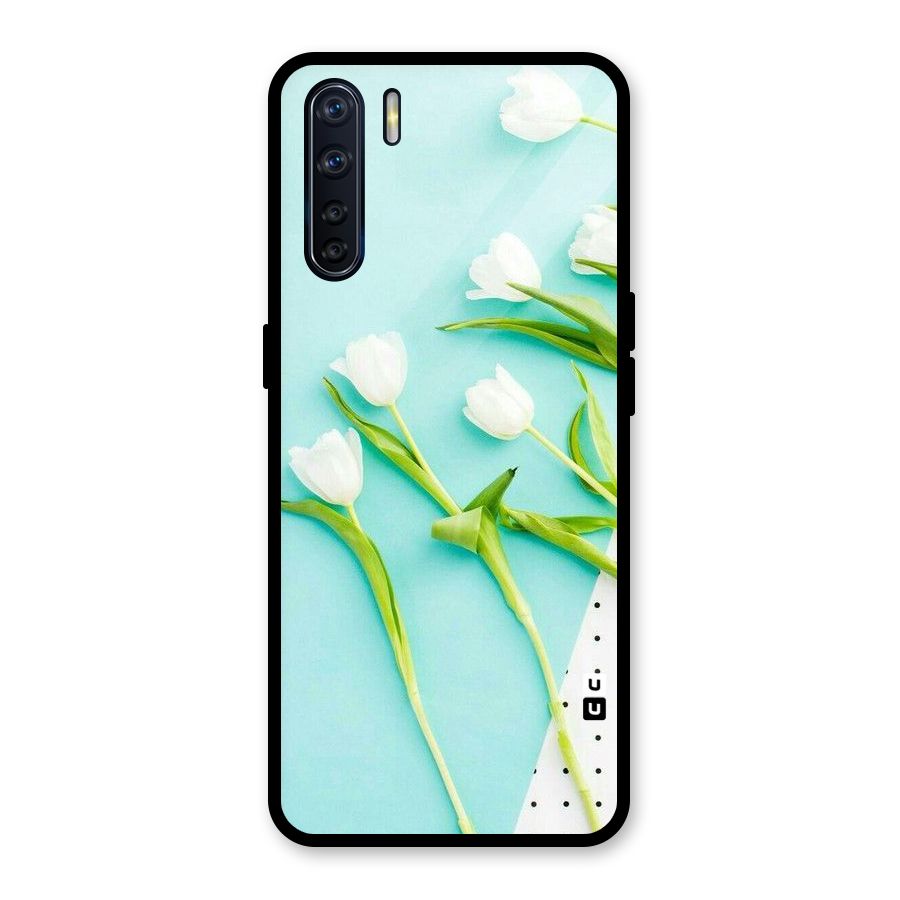 White Tulips Glass Back Case for Oppo F15