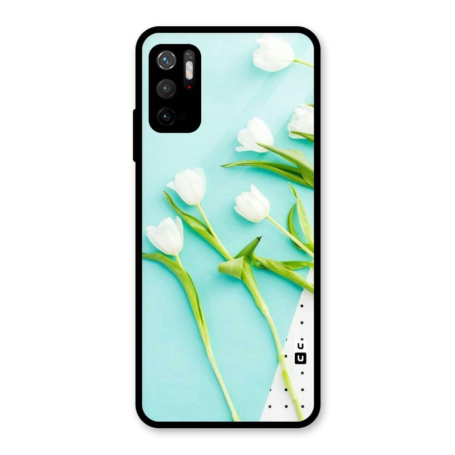 White Tulips Glass Back Case for Poco M3 Pro 5G