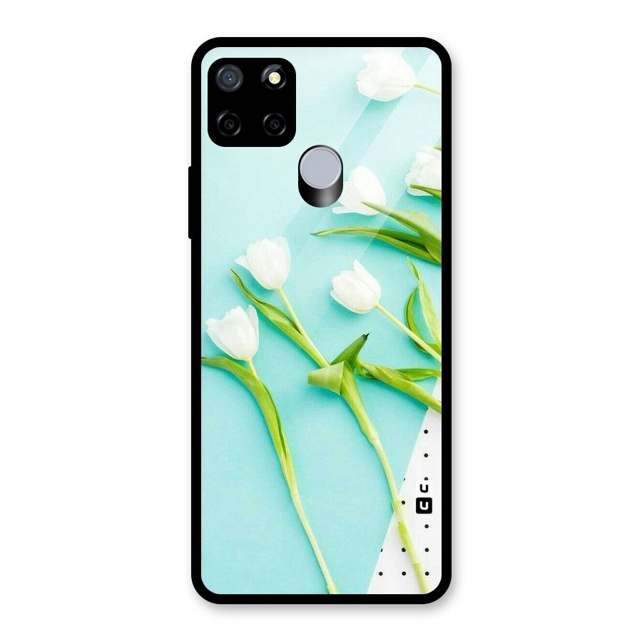 White Tulips Glass Back Case for Realme C15