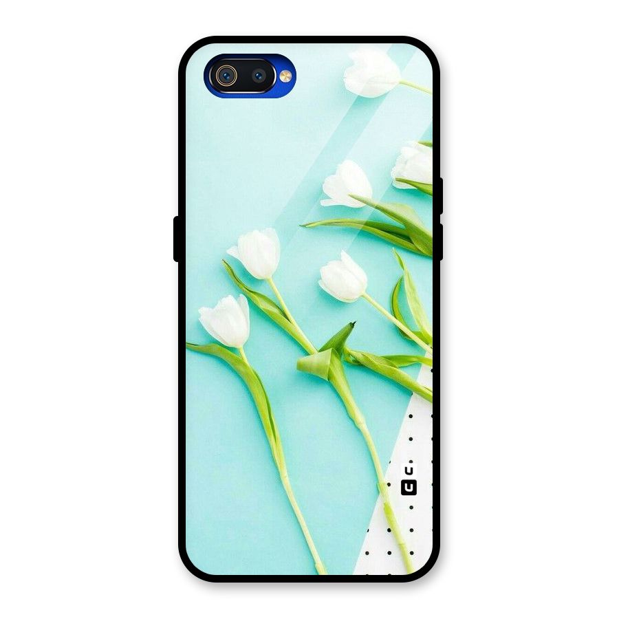 White Tulips Glass Back Case for Realme C2