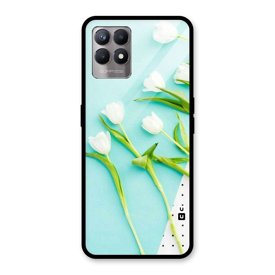 White Tulips Glass Back Case for Realme Narzo 50