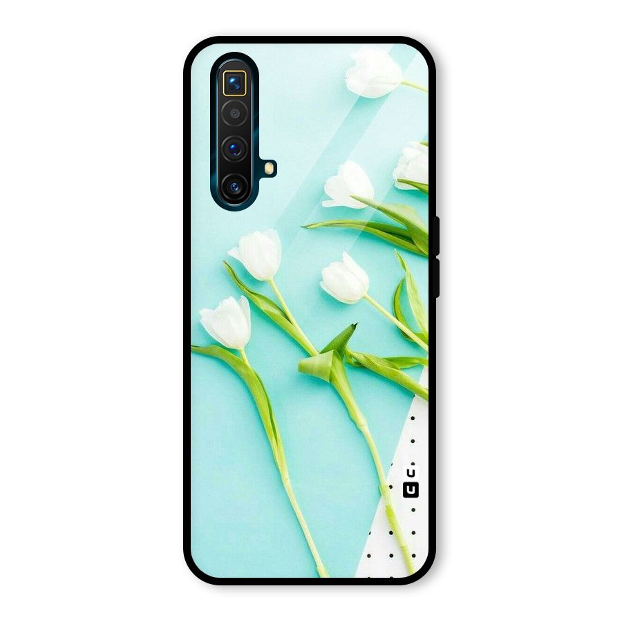 White Tulips Glass Back Case for Realme X3