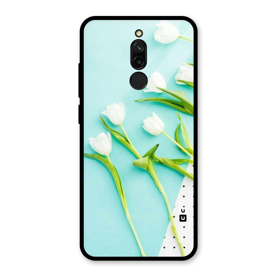 White Tulips Glass Back Case for Redmi 8