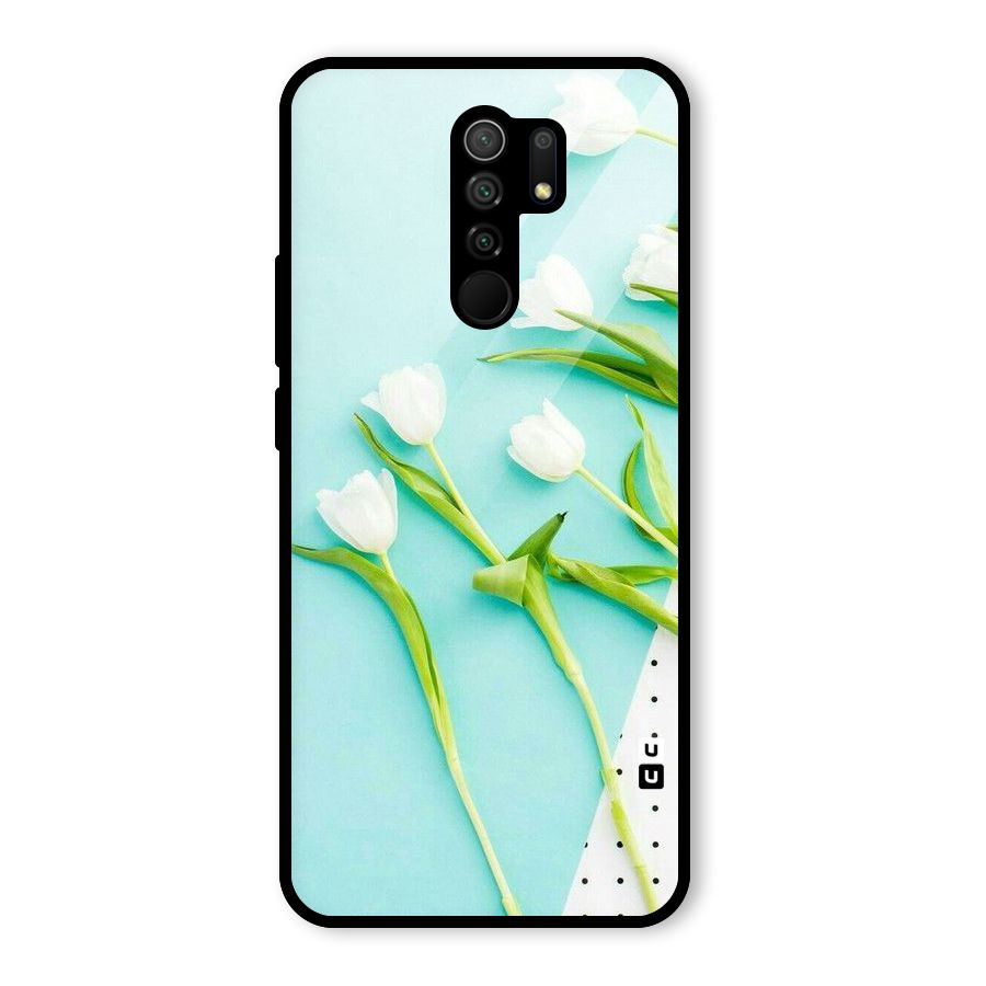 White Tulips Glass Back Case for Redmi 9 Prime
