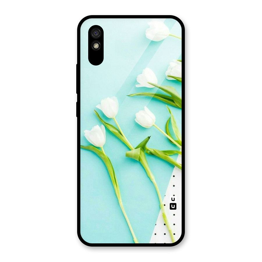 White Tulips Glass Back Case for Redmi 9i