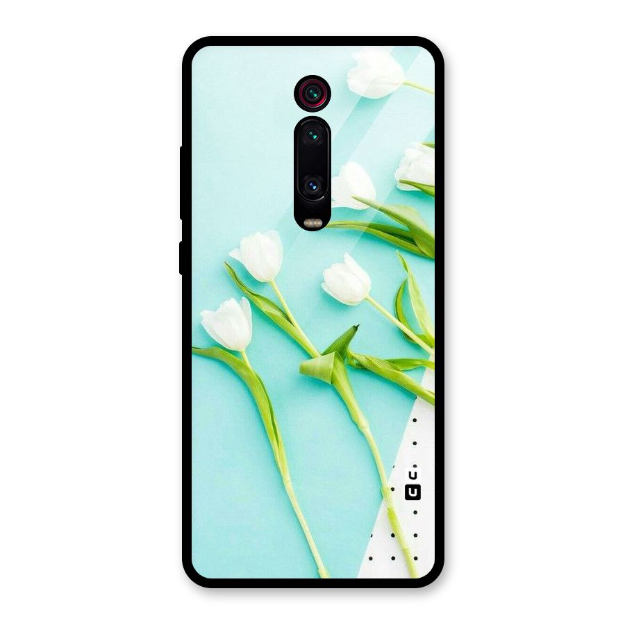 White Tulips Glass Back Case for Redmi K20 Pro