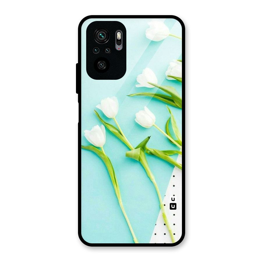 White Tulips Glass Back Case for Redmi Note 10