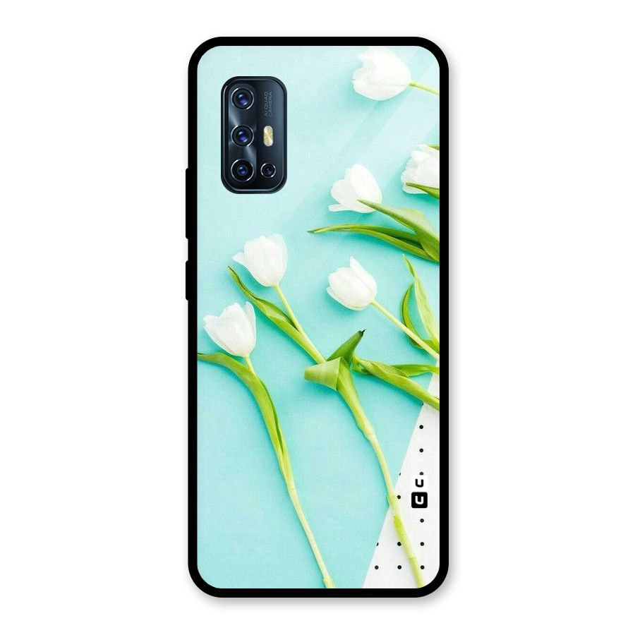 White Tulips Glass Back Case for Vivo V17