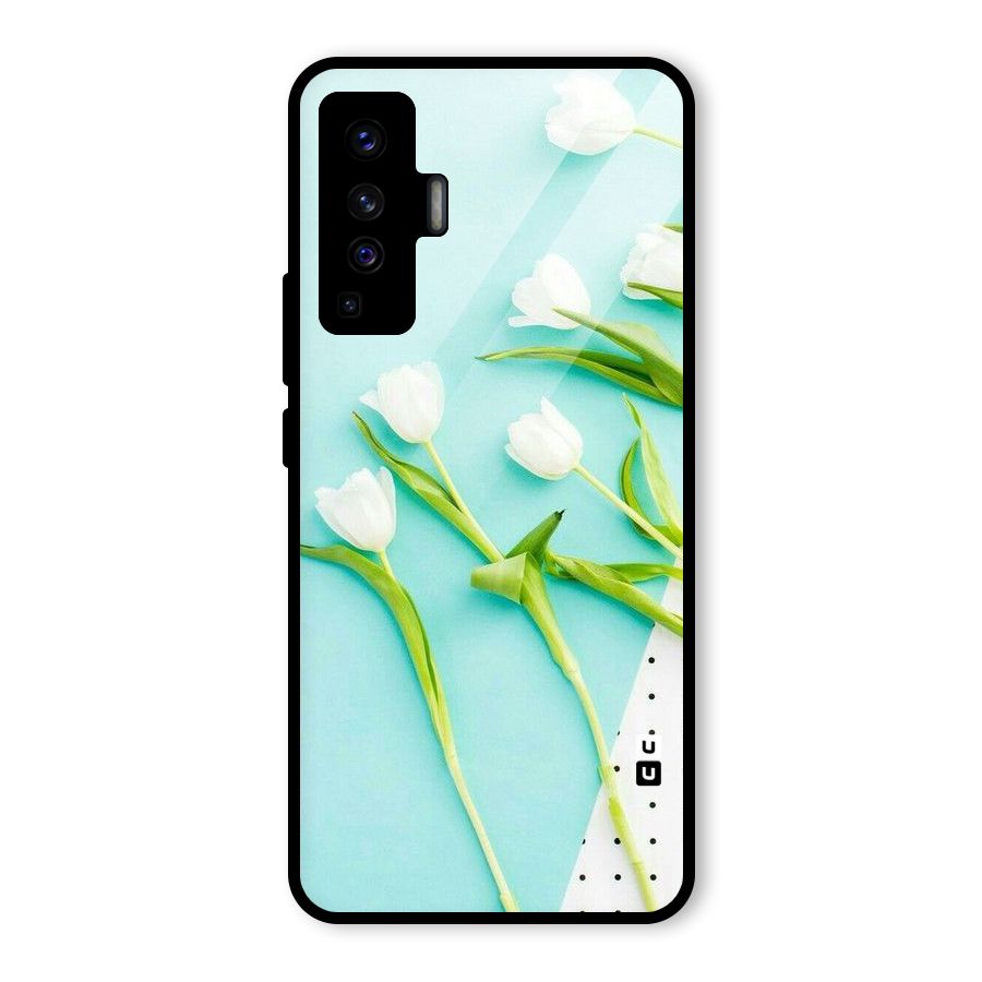 White Tulips Glass Back Case for Vivo X50