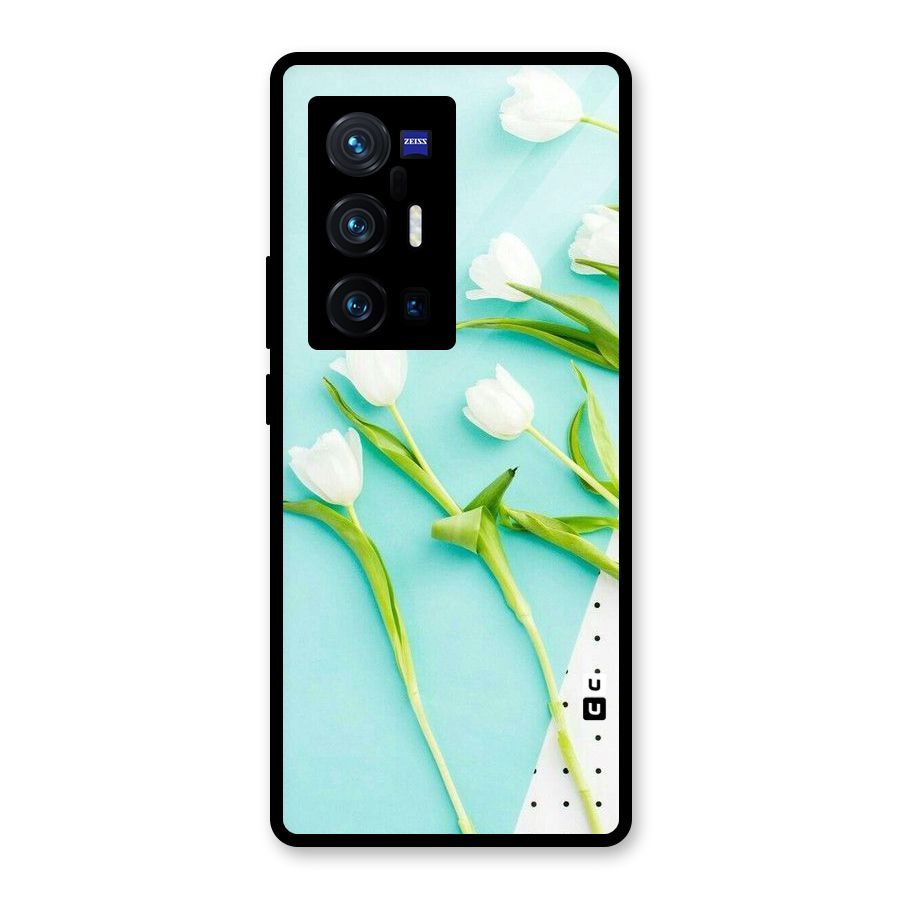 White Tulips Glass Back Case for Vivo X70 Pro Plus