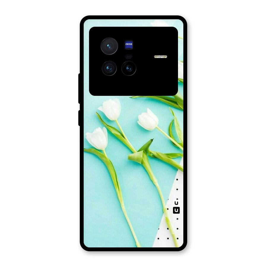 White Tulips Glass Back Case for Vivo X80