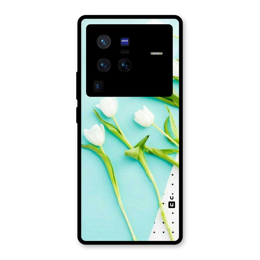 White Tulips Glass Back Case for Vivo X80 Pro