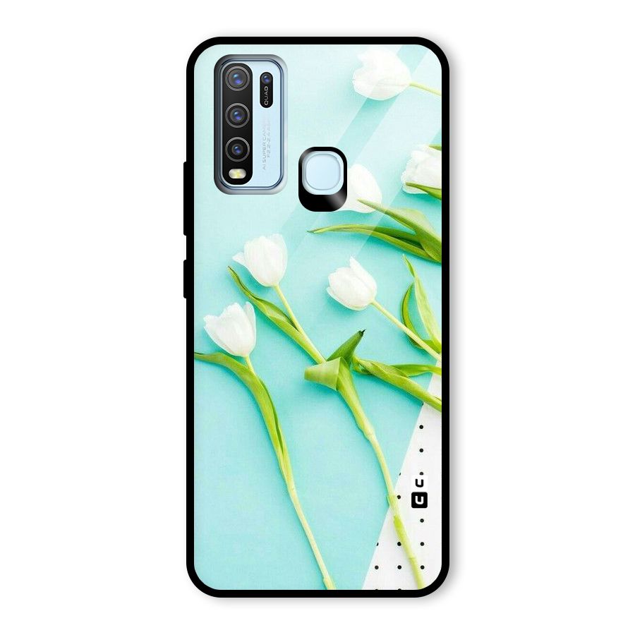 White Tulips Glass Back Case for Vivo Y50