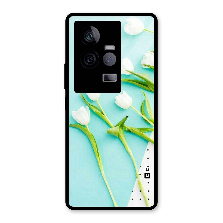 White Tulips Glass Back Case for Vivo iQOO 11 5G
